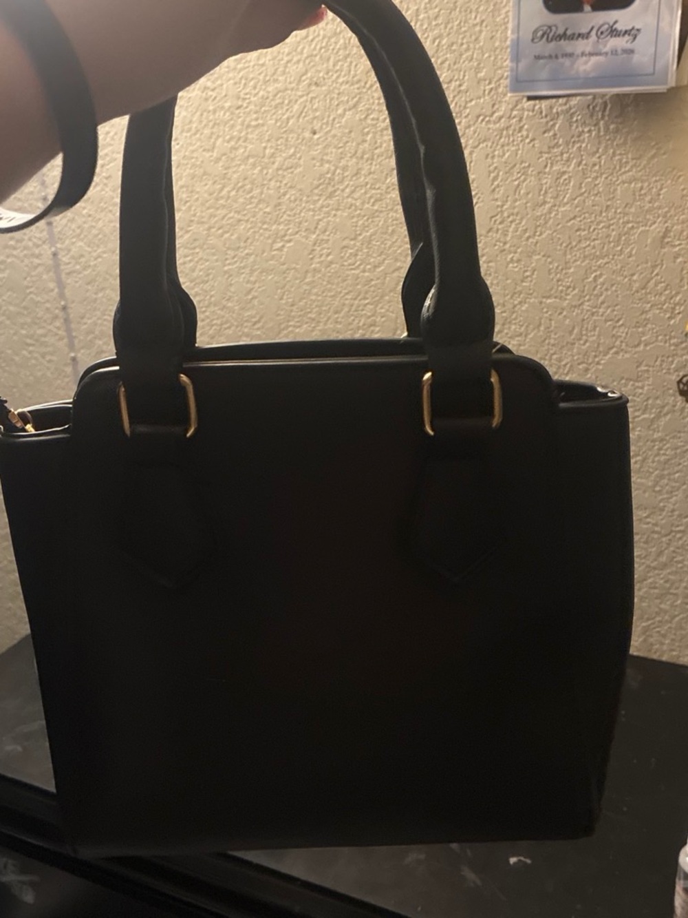 Women's Black Tote with Gold Accent Hardware